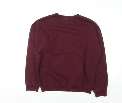 Adidas Womens Burgundy Crew Neck Pullover Sweatshirt UK 8