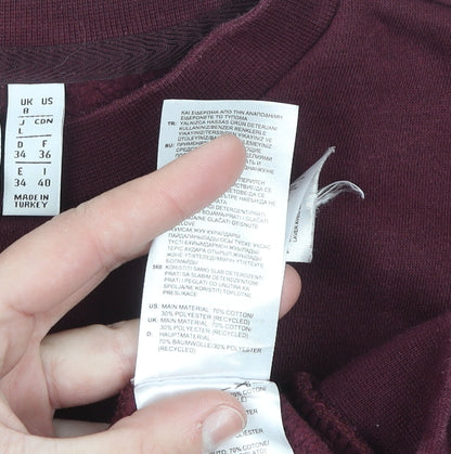 Adidas Womens Burgundy Crew Neck Pullover Sweatshirt UK 8