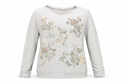 Oasis Girls Grey Floral Pullover Jumper Small Viscose Blend Long Sleeve
