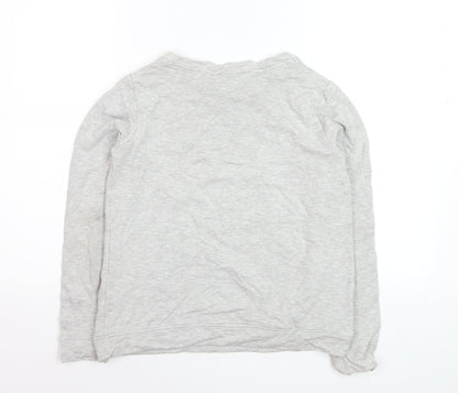 Oasis Girls Grey Floral Pullover Jumper Small Viscose Blend Long Sleeve