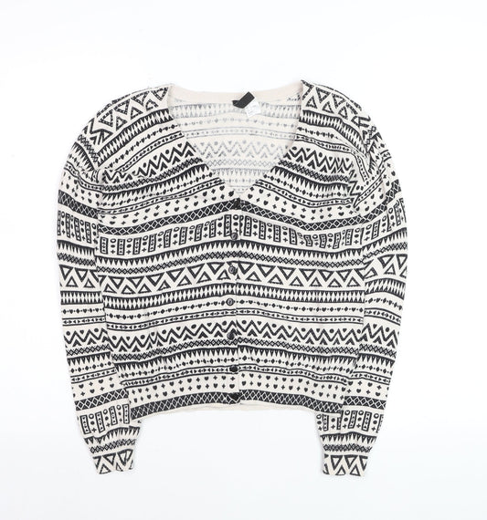 H&M Divided Women's Black & White Aztec Knit Cardigan Size 10