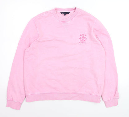 Crew Clothing Women Pink Cotton Elastane Pullover Sweatshirt Size 8