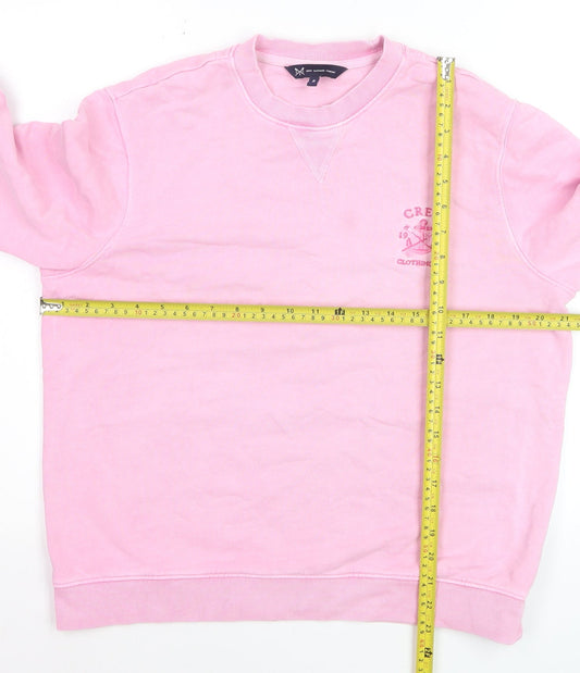 Crew Clothing Women Pink Cotton Elastane Pullover Sweatshirt Size 8