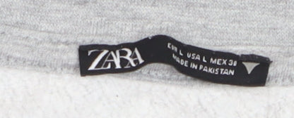 ZARA Women Grey Crew Neck Pullover Sweatshirt Size L