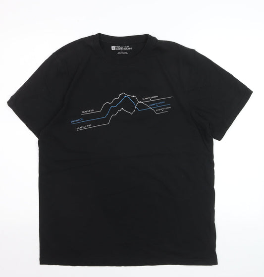 Mountain Warehouse Men’s Black Outdoor Graphic Crew Neck T-Shirt M