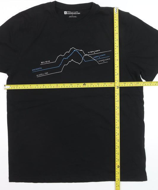 Mountain Warehouse Men’s Black Outdoor Graphic Crew Neck T-Shirt M