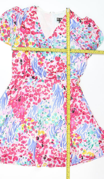 Girl In Mind Womens Multicoloured Size 10 Puff Sleeve Wrap Dress