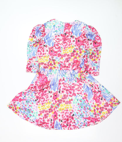 Girl In Mind Womens Multicoloured Size 10 Puff Sleeve Wrap Dress