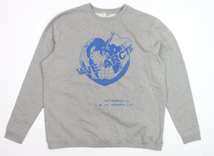 Teemill Men's Grey Graphic Print Sweatshirt 2XL Organic Cotton Crew Neck
