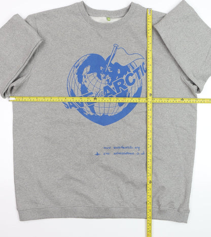 Teemill Men's Grey Graphic Print Sweatshirt 2XL Organic Cotton Crew Neck