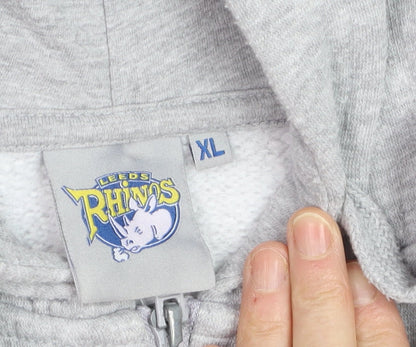 Leeds Rhinos Mens Grey XL Full Zip Hoodie Sweatshirt