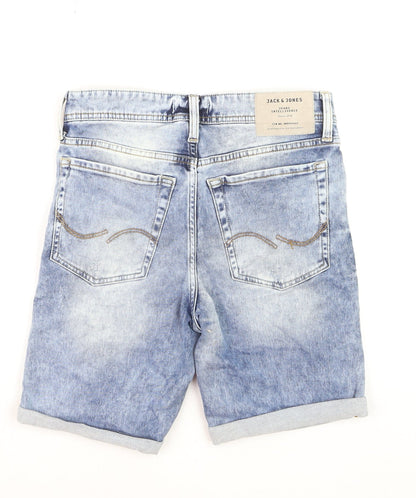 Jack & Jones Men's Blue Regular Fit Distressed Denim Shorts Size S