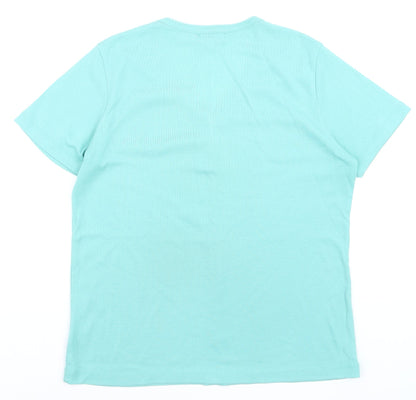 First Avenue Women's Blue V-Neck Button T-Shirt Size L