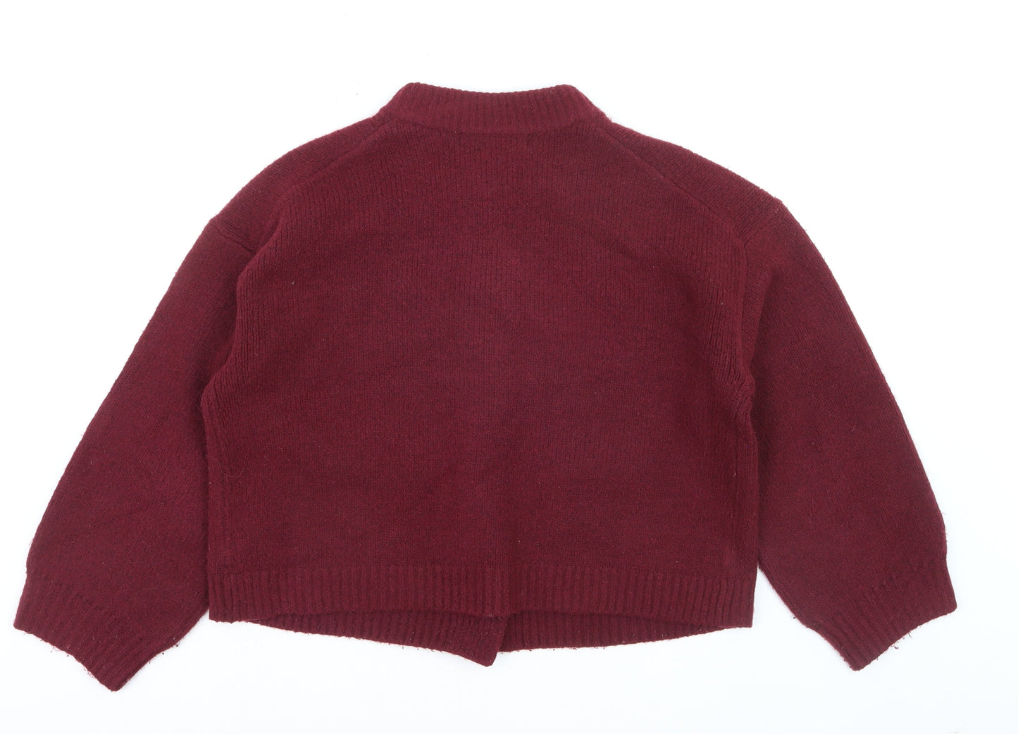 Primark Womens Burgundy Cardigan M Wool Blend Button Front Jumper