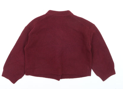 Primark Womens Burgundy Cardigan M Wool Blend Button Front Jumper