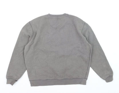 Jack Wills Womens Grey Logo Pullover Sweatshirt L Cotton Blend