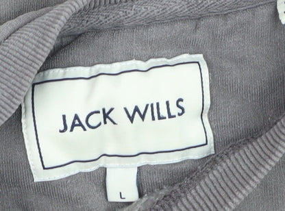 Jack Wills Womens Grey Logo Pullover Sweatshirt L Cotton Blend