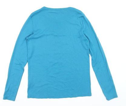 United Colors of Benetton Women's Blue Long Sleeve Cotton T-Shirt L
