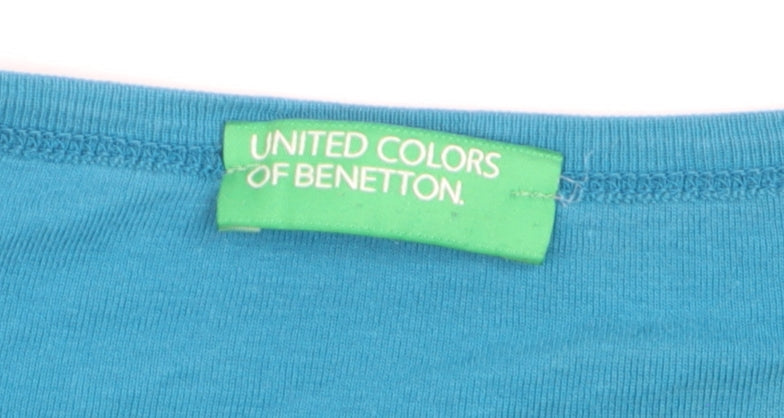 United Colors of Benetton Women's Blue Long Sleeve Cotton T-Shirt L