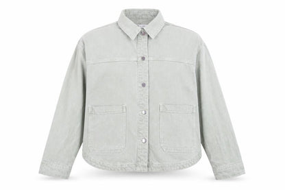 Zara Women Green Cotton Twill Button-Up Casual Jacket M