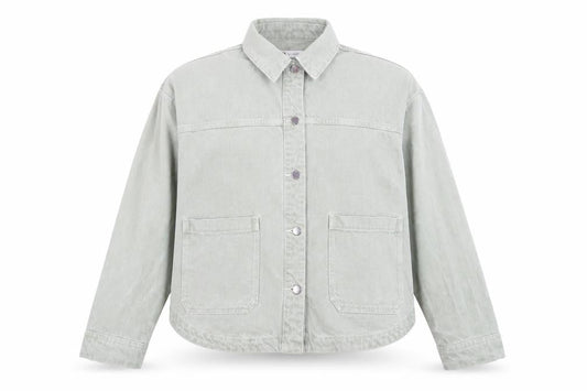 Zara Women Green Cotton Twill Button-Up Casual Jacket M