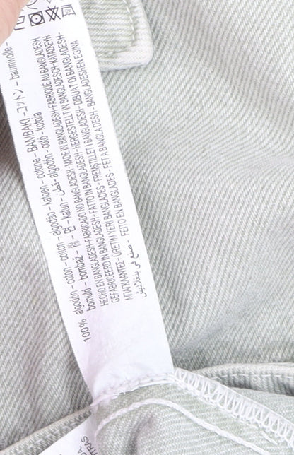 Zara Women Green Cotton Twill Button-Up Casual Jacket M