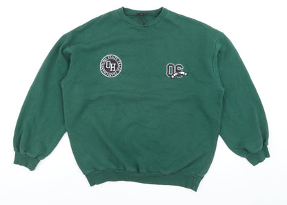 Boohoo Women's Green Crew Neck Pullover Sweatshirt XS Casual