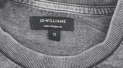 JD Williams Women Grey Cotton Sweatshirt Size 12 Crew Neck Pullover