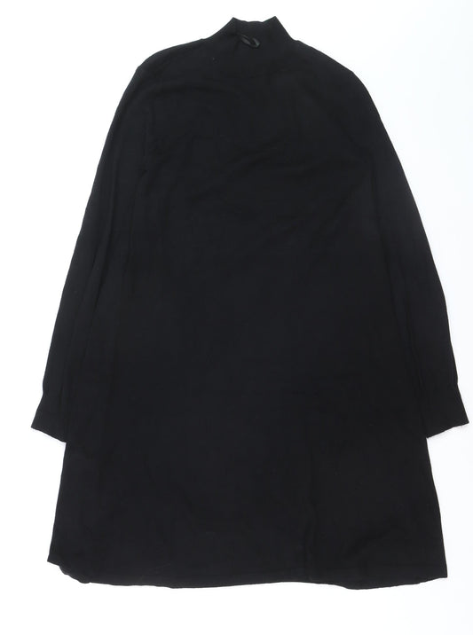 Pieces Women Black Shift Knit Dress L Long Sleeve High Neck