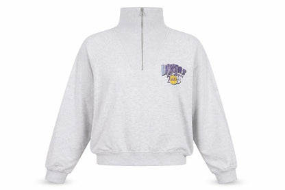 NBA Los Angeles Lakers Grey 1/4 Zip Sweatshirt Women M Regular Fit