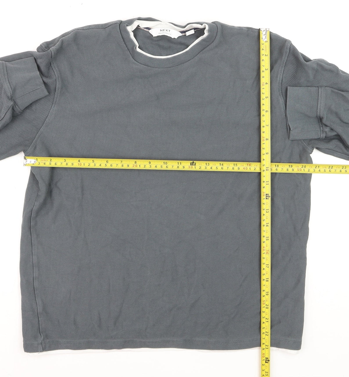 Next Men’s Grey Regular Fit Long Sleeve Cotton Top M