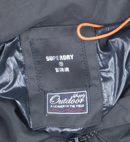 Superdry Women's Black Long Puffer Parka Coat UK 10 Hooded Winter