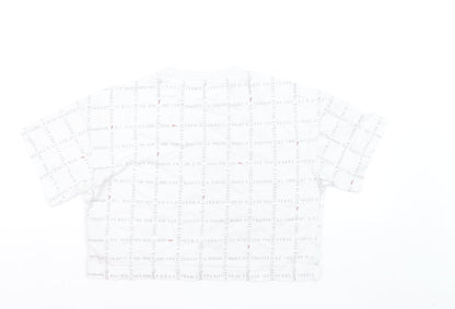 Reebok Women's White Cropped Logo T-Shirt XS Casual Sportswear