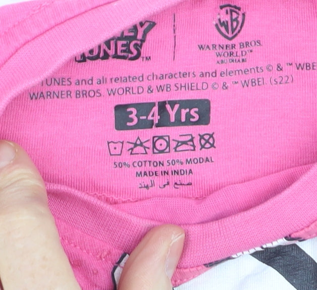 Warner Bros Girls Pink Looney Tunes Tweety & Sylvester T-Shirt 3-4 Years