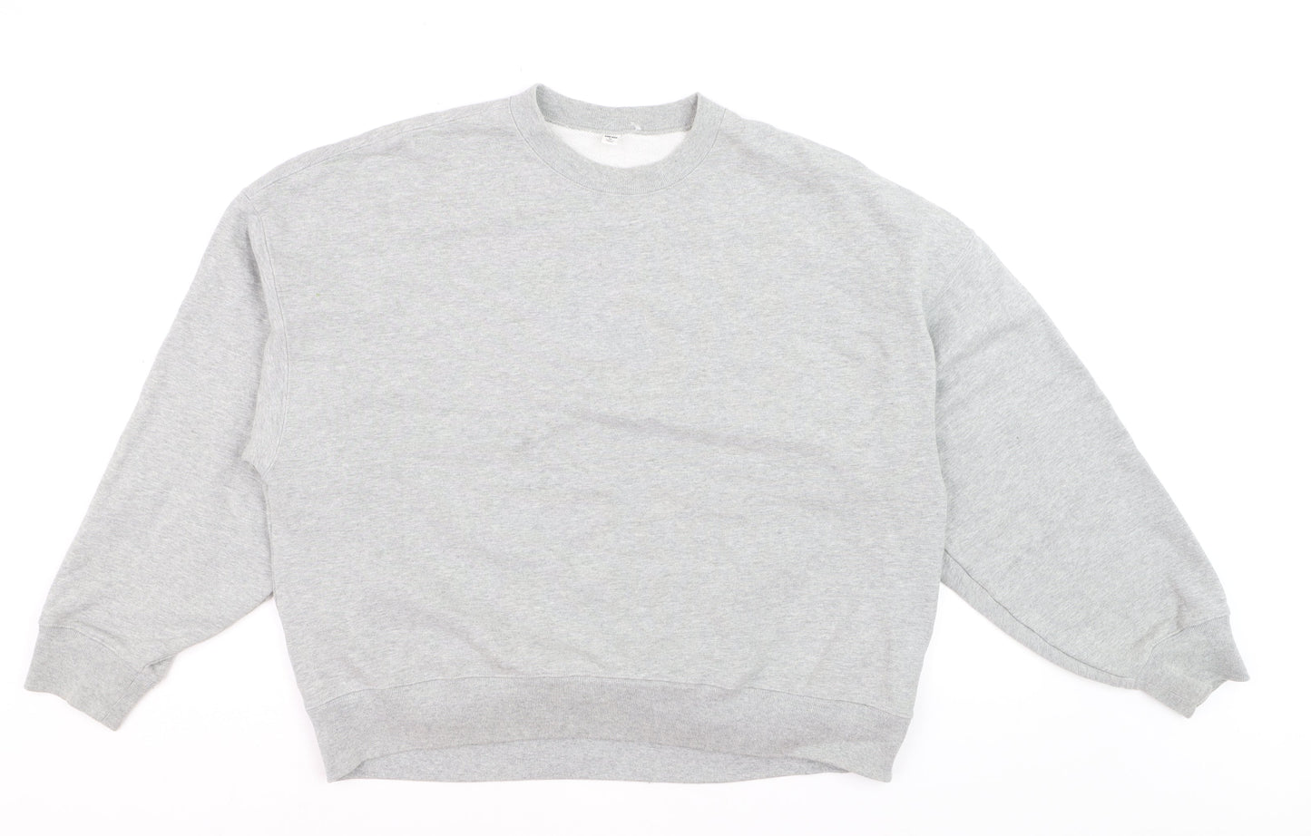 Uniqlo Men Grey XL Sweatshirt Crew Neck Classic Pullover Cotton Blend
