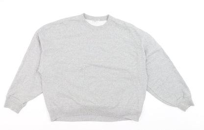 Uniqlo Men Grey XL Sweatshirt Crew Neck Classic Pullover Cotton Blend