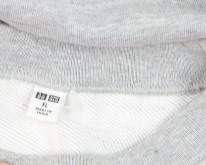 Uniqlo Men Grey XL Sweatshirt Crew Neck Classic Pullover Cotton Blend