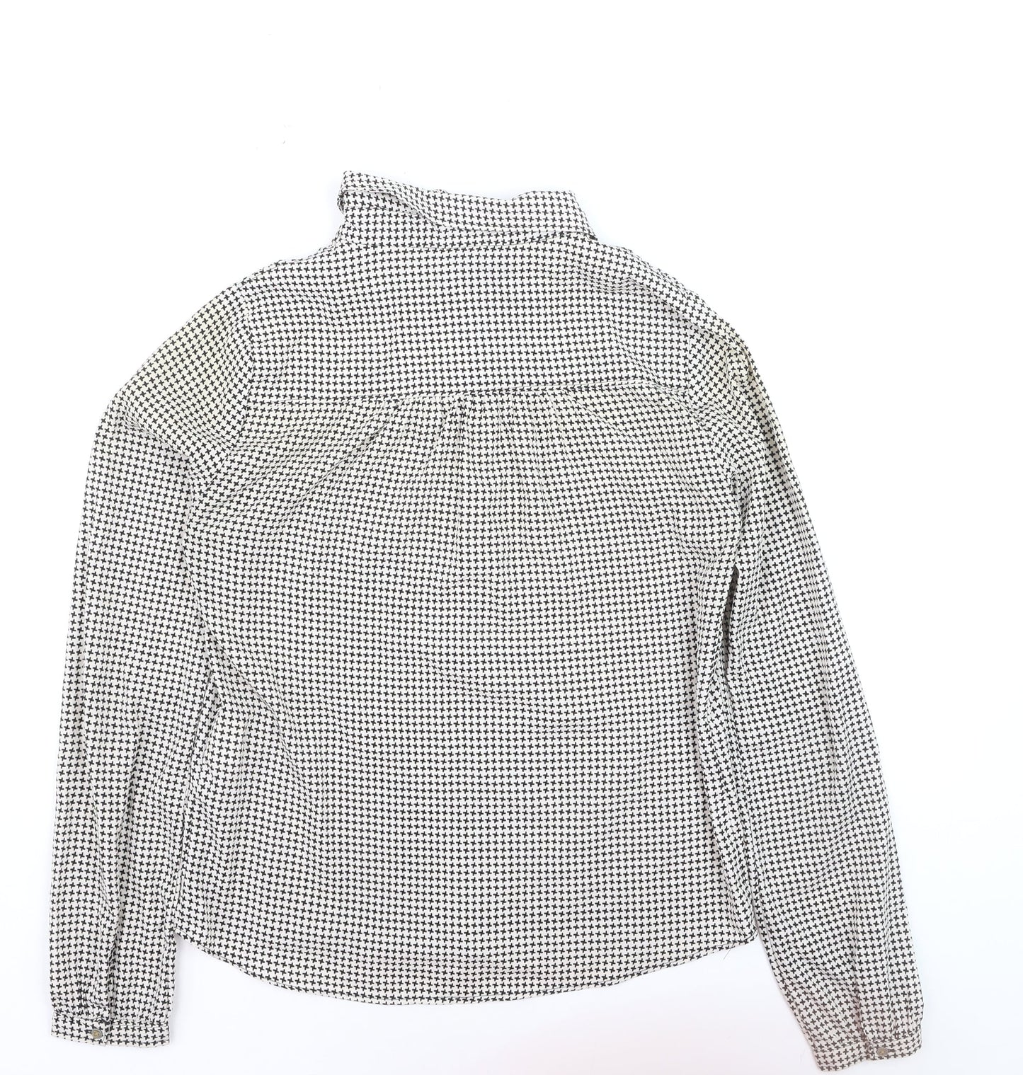 Vila Womens Black Geometric Button-Up Long Sleeve Blouse Size S