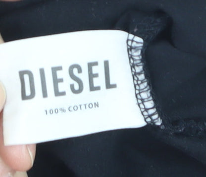 Diesel Men's Black V-Neck Cotton T-Shirt Size L