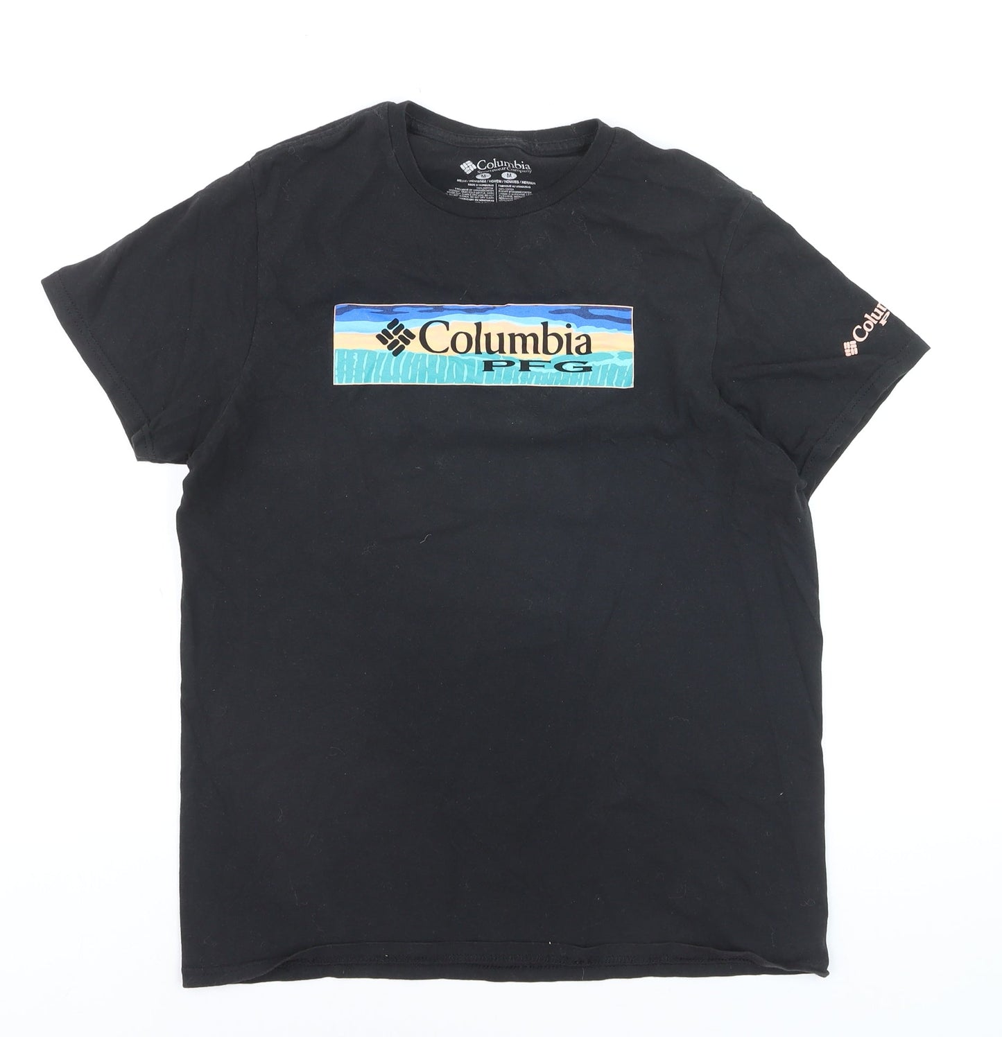 Columbia Men's Black Cotton Short Sleeve Crew Neck Graphic T-Shirt M