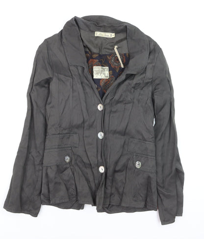 Les Gens Womens Grey Viscose Blend Button Blazer Jacket Size S