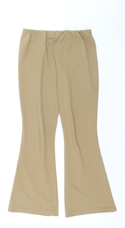 Vero Moda Women Beige Flared Jersey Stretch Trousers Size S