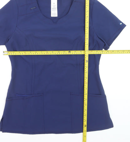 Infinity Womens Blue Short Sleeve Workwear T-Shirt Top Size L