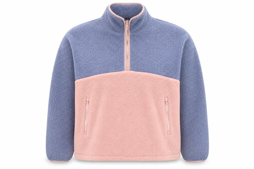 Dunnes Women’s Pink & Purple 1/2 Zip Fleece Sweatshirt Size 14 Lined Pullover
