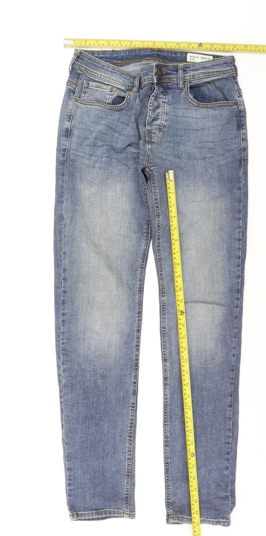 Denim Co. Women's Blue Slim Fit Mid Rise Straight Jeans Size 12