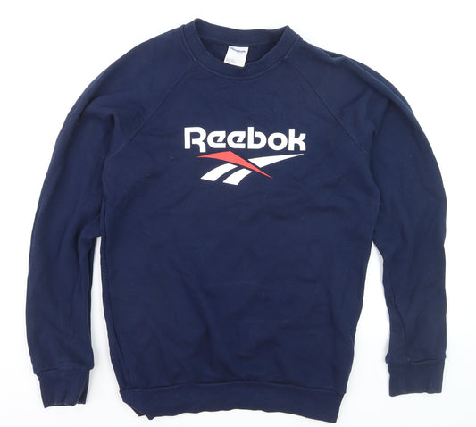 Additional front view of Reebok Classic unisex blue xs crew neck pullover sweatshirt