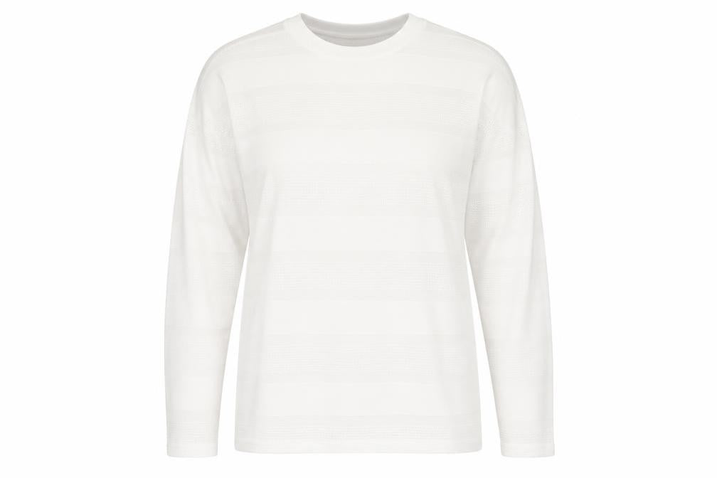 Next Womens White Long Sleeve Knit Striped Polyester T-Shirt Size 14