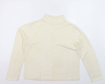 Croft & Barrow Women's Ivory Mock Neck Cable Knit Jumper L