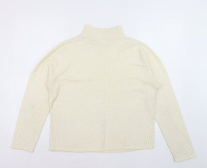 Croft & Barrow Women's Ivory Mock Neck Cable Knit Jumper L