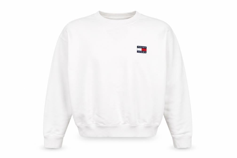 Tommy Jeans Men's White Crew Neck Sweatshirt Size S Classic Style